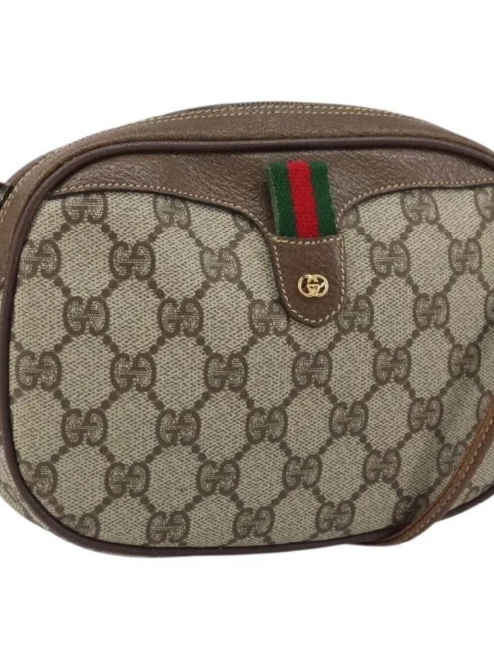 GUCCI GG Supreme Web Sherry Line Bag PVC Beige 007 58 6112 4023 Auth 172298 - Picture 2 of 16